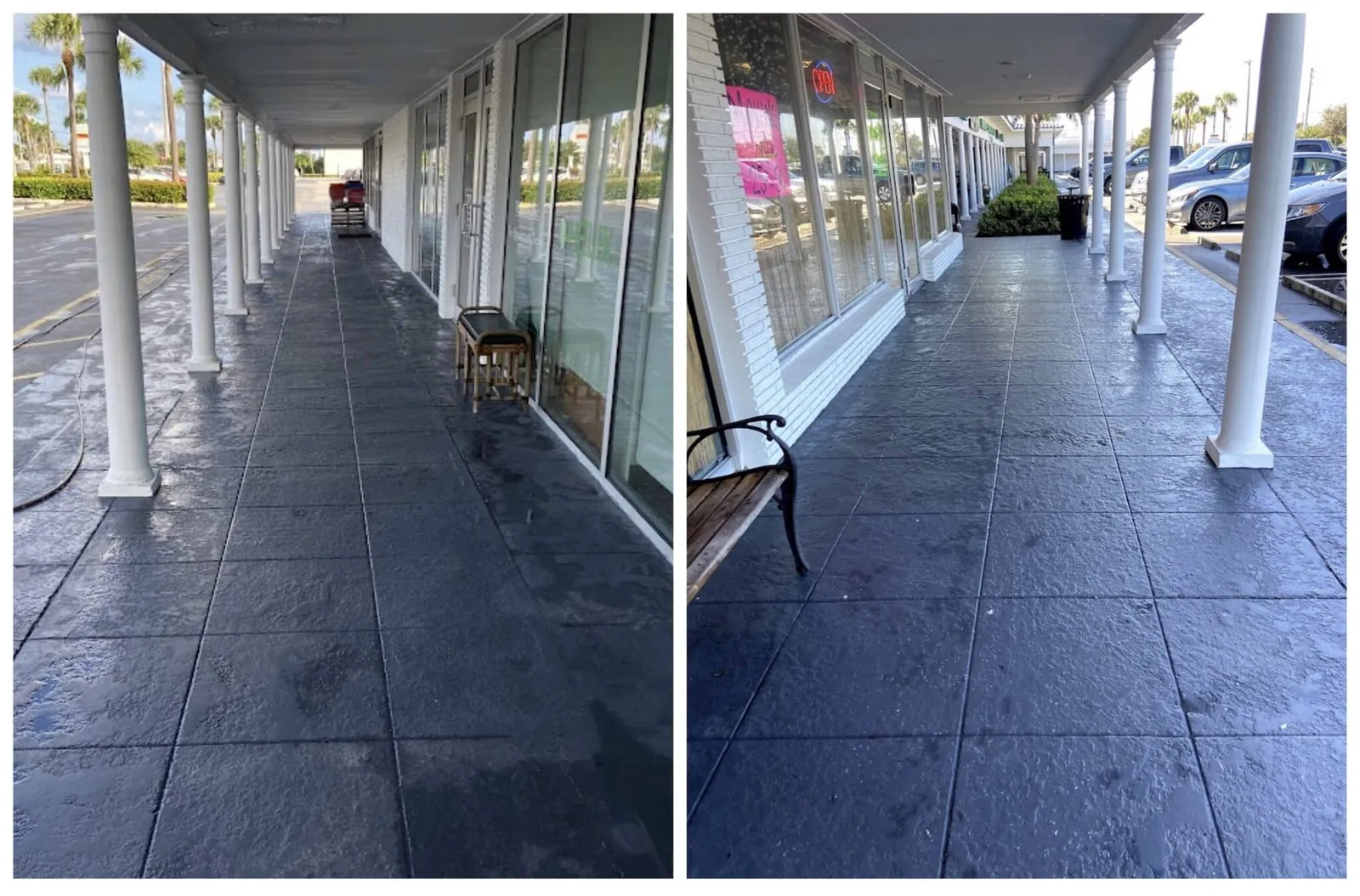 Commercial walkway cleaning, actual Kingdom Harvest project